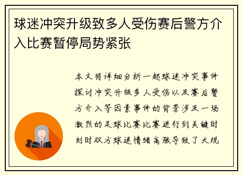 球迷冲突升级致多人受伤赛后警方介入比赛暂停局势紧张
